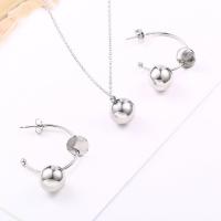 Fashion Stainless Steel Jewelry Sets, earring & necklace, plated, oval chain & for woman 12mm Approx 17.7 Inch 