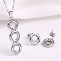 Fashion Stainless Steel Jewelry Sets, earring & necklace, Donut, plated, oval chain & for woman 11mm Approx 17.7 Inch 