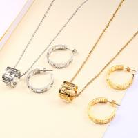 Fashion Stainless Steel Jewelry Sets, earring & necklace, plated, oval chain & for woman 0c Approx 19.6 Inch 