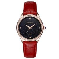 Women Wrist Watch, PU Leather, with zinc alloy dial, plated, adjustable & for woman & waterproof & with rhinestone Approx 9 Inch 