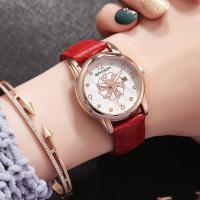 Women Wrist Watch, PU Leather, with zinc alloy dial, Chinese movement, plated, adjustable & for woman & waterproof Approx 9 Inch 