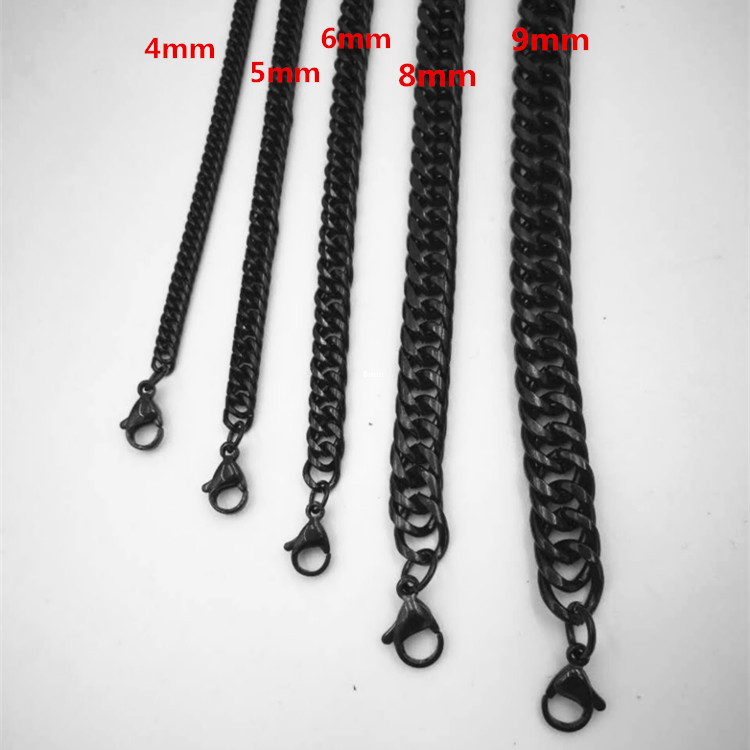 Titanium Steel Chain Necklace, black ionic, multilayer & different size for choice & rope chain & for man, Length:Approx 21.5 Inch, Sold By Strand