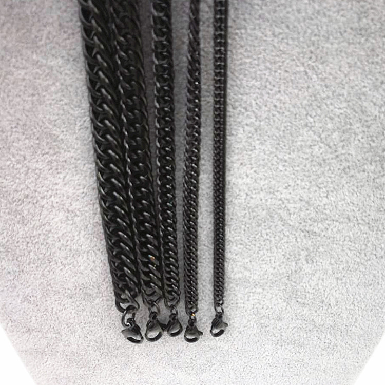 Titanio collar de cadena de acero, Partículas de acero, iónico negro, multicapa & diverso tamaño para la opción & cadena de cuerda & para hombre, longitud:aproximado 21.5 Inch, Vendido por Sarta