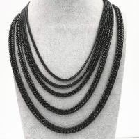 Сталь титан цепь Ожерелье, черный покрытием, многослойный & разный размер для выбора & веревки цепи & Мужский, длина:Приблизительно 21.5 дюймовый, продается Strand