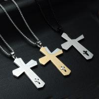 Titanium Steel Necklace, Cross, plated, Unisex & box chain Approx 22 Inch 