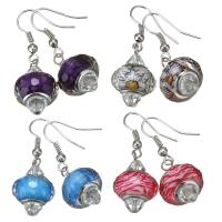 Brass Drop Earring, with Resin, silver color plated & for woman & faceted, 37mm 