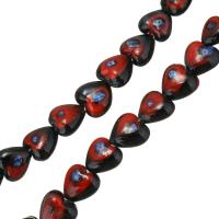 Lampwork Beads, Heart, for woman, black and red Approx 2mm Approx 15 , Approx 