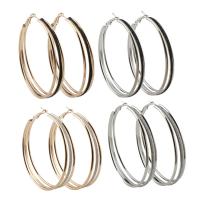 Mode Eisen Prise Kreis Ohrringe, plattiert, für Frau & Falten, keine, frei von Blei & Kadmium, 60x63x2mm, verkauft von Paar