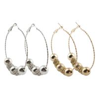 Mode Eisen Prise Kreis Ohrringe, plattiert, für Frau & mit Strass, keine, frei von Blei & Kadmium, 48x58x10mm, verkauft von Paar