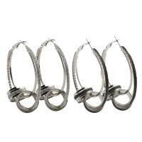 Mode Eisen Prise Kreis Ohrringe, Platinfarbe platiniert, für Frau & Falten, keine, frei von Blei & Kadmium, 50x55x17mm, verkauft von Paar