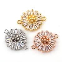 Cubic Zirconia Micro Pave Brass Connector, Flower, plated, micro pave cubic zirconia & 1/1 loop nickel, lead & cadmium free Approx 1mm 
