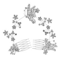 Zinc Alloy Decorative Hair Comb, Butterfly, silver color plated, for bridal & with rhinestone 