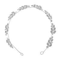 Zinc Alloy Hair Jewelry Band, Leaf, silver color plated, for bridal & with rhinestone 
