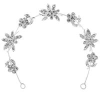 Zinc Alloy Hair Jewelry Band, Flower, silver color plated, for bridal & with rhinestone 