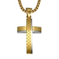 Titanstahl Halskette, Kreuz, plattiert, unisex & Kastenkette, 23x41mm, Länge:22 ZollInch, verkauft von Strang