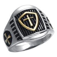 Titanium Steel Finger Ring, Shield, plated & for man & blacken, 17mm 