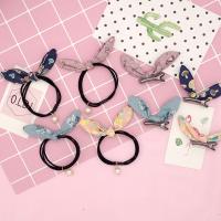 Cotton Hair Jewelry Elastic, with Rubber Band & Plastic & Iron, Bowknot, for children 40mm,50mm 