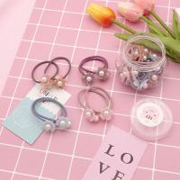 Resin Hair Jewelry Elastic, with Rubber Band & Cotton & Plastic Pearl, Flower, for children 40mm,20mm,7mm 