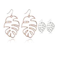 Zinc Alloy Drop Earring, iron earring hook, Leaf, plated, for woman, lead & cadmium free 