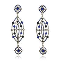 Zinc Alloy Rhinestone Drop Earring, stainless steel post pin, silver color plated, for woman & with rhinestone, lead & cadmium free 