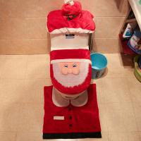 Baumwollsamt Weihnachten-WC-Sitzauflage und Rug-Badezimmer-Set, Weihnachtsmann, drei Stücke & Weihnachtsschmuck, rot, verkauft von setzen