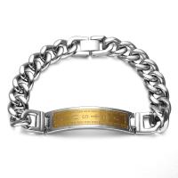 Titanium Steel Bracelet, plated, curb chain & for man Approx 8.5 Inch 