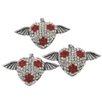 Zinc Alloy Rhinestone Pendants, Heart, antique silver color plated, with rhinestone, nickel, lead & cadmium free Approx 