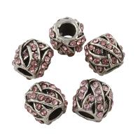 Rhinestone Zinc Alloy European Beads, Drum, antique silver color plated, with rhinestone, nickel, lead & cadmium free Approx 5mm 