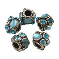 Rhinestone Zinc Alloy European Beads, Drum, antique silver color plated, with rhinestone, nickel, lead & cadmium free Approx 4mm 