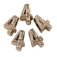 Zinc Alloy European Beads, Number 4, real gold plated, with letter pattern, nickel, lead & cadmium free Approx 5mm 