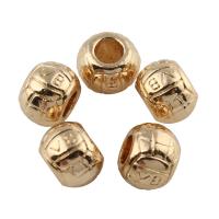 Zinc Alloy European Beads, Drum, real gold plated, with letter pattern, nickel, lead & cadmium free Approx 5mm 