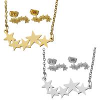 Fashion Stainless Steel Jewelry Sets, earring & necklace, Star, plated, oval chain & for woman 1.5mm Approx 18 Inch 