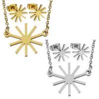 Fashion Stainless Steel Jewelry Sets, earring & necklace, Snowflake, plated, oval chain & for woman 1.5mm, 11mm Approx 17 Inch 