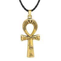 Zinc Alloy Necklace, with Waxed Linen Cord, Cross, antique gold color plated, Unisex, lead & cadmium free Approx 15.5 Inch 