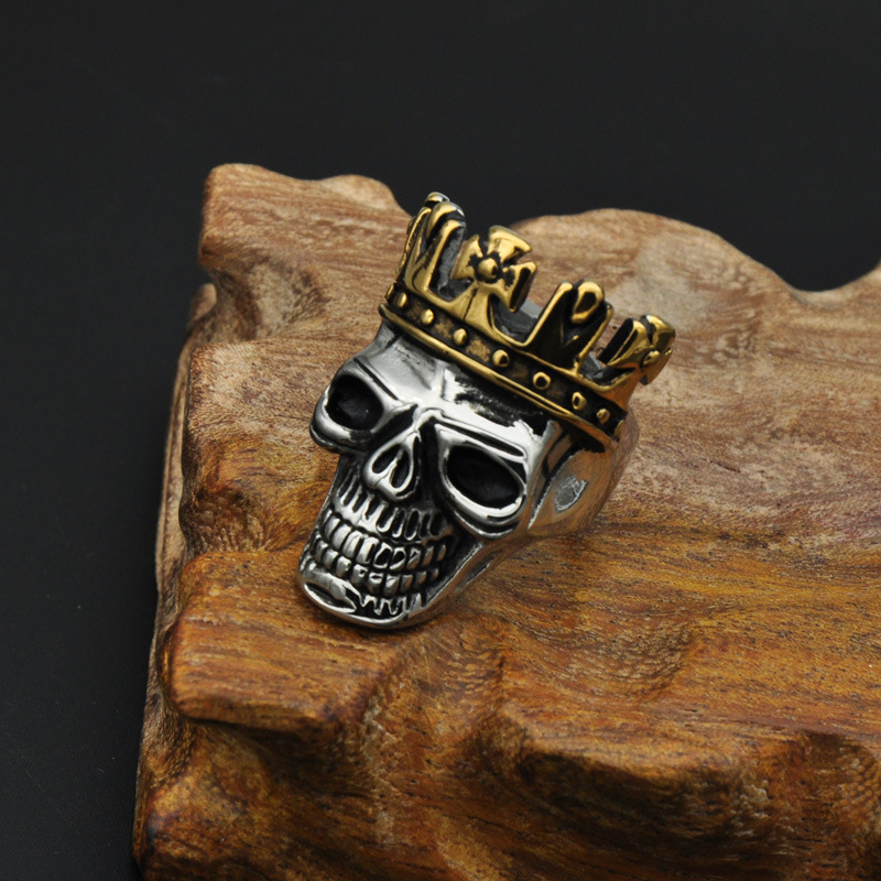 Titanium Steel Finger Ring, Skull, plated, punk style & different size for choice & for man & blacken, 35mm, Sold By PC