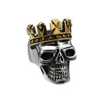 Titanium Steel Finger Ring, Skull, plated, punk style & for man & blacken, 35mm 