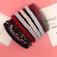 Decorative Hair Combs, Plastic, with Cloth mixed colors, 128mm 