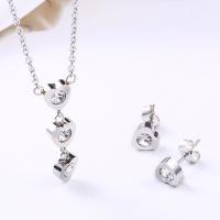 Rhinestone stainless steel Jewelry Set, earring & necklace, plated, oval chain & for woman & with rhinestone 0c Approx 18.1 Inch 