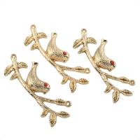 Animal Zinc Alloy Connector, Bird, real gold plated, with rhinestone & 1/1 loop, lead & cadmium free Approx 1mm 