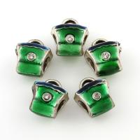 Zinc Alloy Bail Beads, antique silver color plated, enamel & with rhinestone, lead & cadmium free Approx 2-4.5mm 