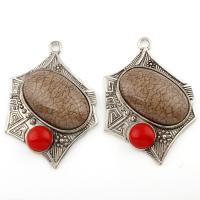 Resin Zinc Alloy Pendants, with Resin, antique silver color plated, lead & cadmium free Approx 5mm 