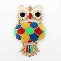 Zinc Alloy Animal Pendants, Owl, real gold plated, enamel, lead & cadmium free Approx 3mm 