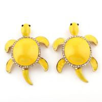 Zinc Alloy Animal Pendants, Turtle, real gold plated, enamel & with rhinestone, lead & cadmium free Approx 6mm 