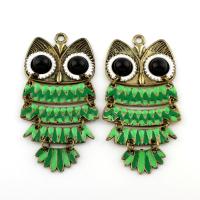 Resin Zinc Alloy Pendants, with Resin, Owl, antique bronze color plated, enamel, lead & cadmium free Approx 4mm 