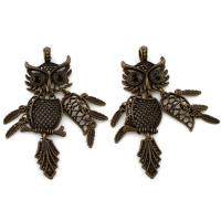 Zinc Alloy Animal Pendants, Owl, antique bronze color plated, with rhinestone, lead & cadmium free Approx 4mm 