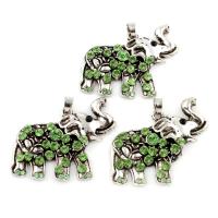 Pendentifs animaux en alliage de zinc, éléphant, Plaqué de couleur d'argent, avec strass, sans plomb et cadmium Environ Vendu par PC
