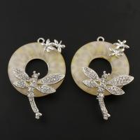 Zinc Alloy Lampwork Pendants, with Zinc Alloy, Dragonfly, silver color plated, with rhinestone Approx 2mm 