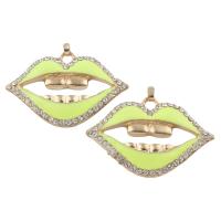 Zinc Alloy Lip Pendant, real gold plated, enamel & with rhinestone, lead & cadmium free Approx 
