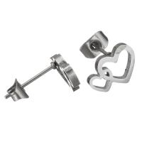 Stainless Steel Stud Earring, Heart, for woman, original color 