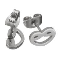 Stainless Steel Stud Earring, Heart, for woman, original color 